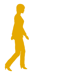 歩く女性　オレンジ